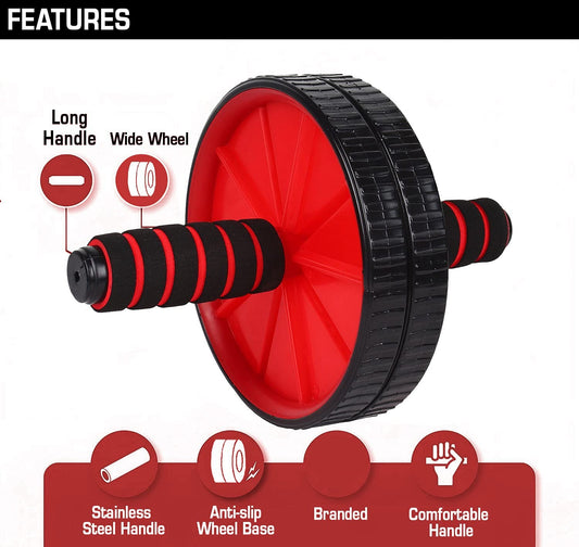 🏆 CoreTitan™ Elite Ab Roller – Premium Abs Workout Wheel with Knee Mat (Red & Black)