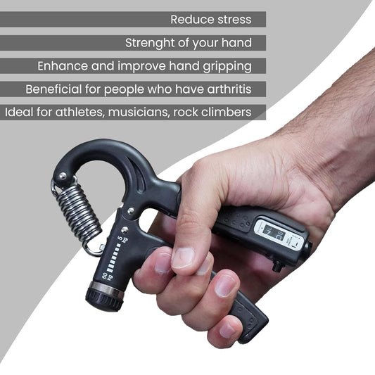 GripMax Pro 60™ – Adjustable Hand Gripper with Built-In Rep Counter (10Kg–60Kg)